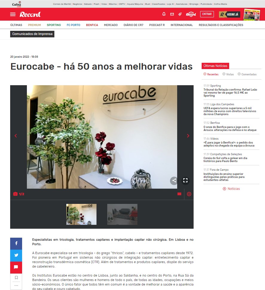 Record - Eurocabe - há 50 anos a melhorar vidas