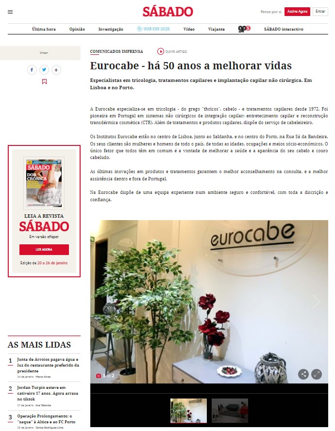 Sábado - Eurocabe - há 50 anos a melhorar vidas